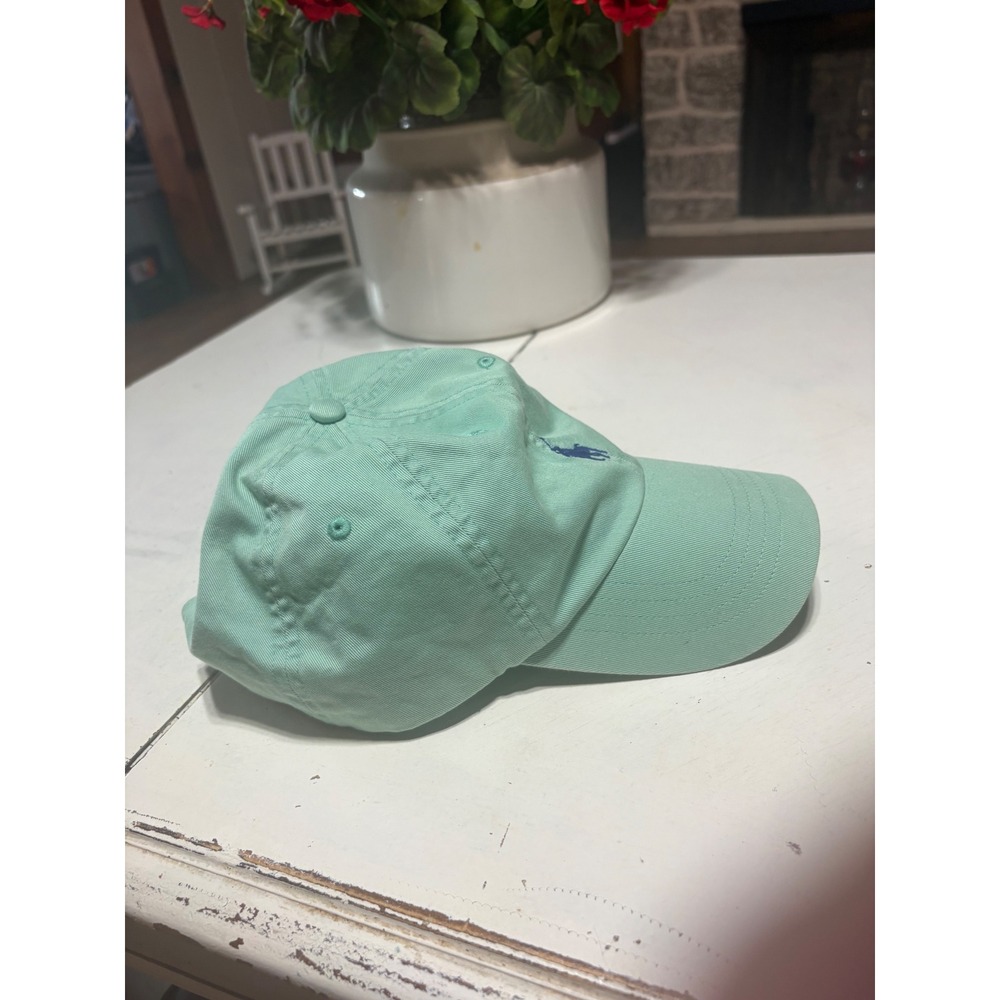 Polo Ralph Lauren Mint Green Baseball Cap Navy Pony Logo Adjustable Hat - Picture 4 of 7